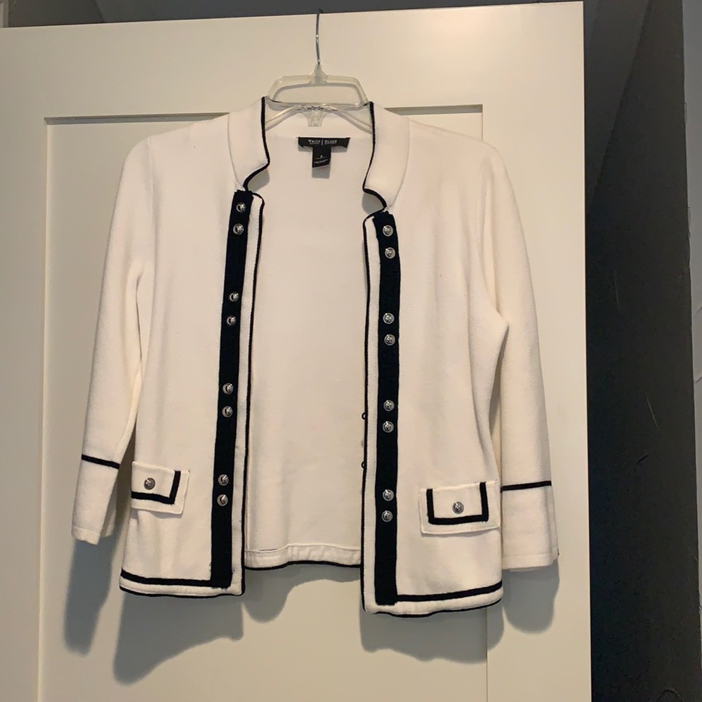 White House Black Market Cream Sweater Jacket